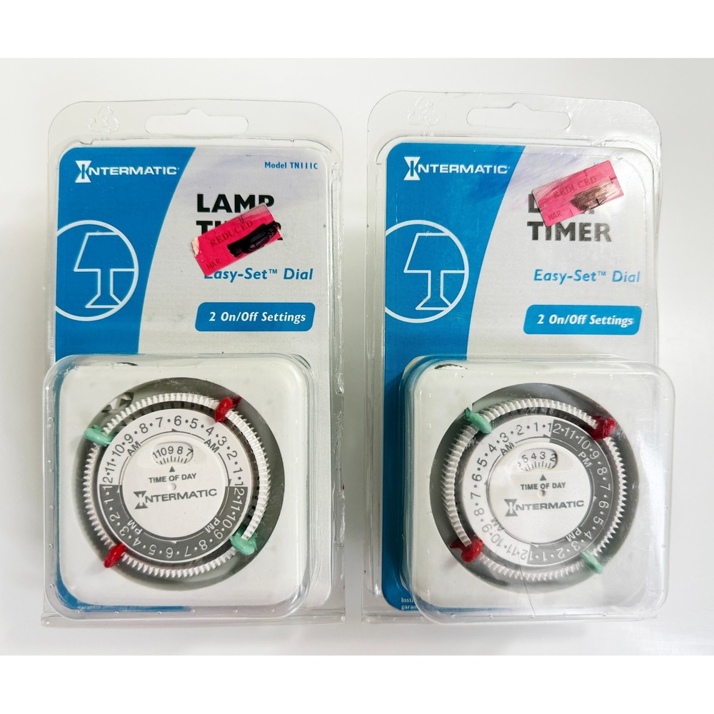 Intermatic Lamp Timer 2-Pack White TN111C Easy-Set Dial 2 On/Off Settings Indoor